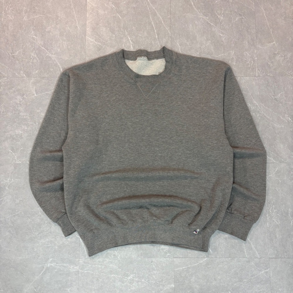 Vintage Russell Athletic Crewneck Sweatshirt Heather Gray V-Notch Mens XL